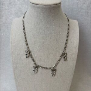 Playboy Bunny Silver Tone Rhinestone Necklace 18 Inch